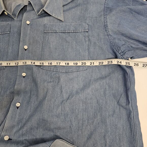 Lorenzini Long Sleeve Dress Shirt Sz 17/43 Blue Button Pockets Office Work U 427 - Picture 5 of 9